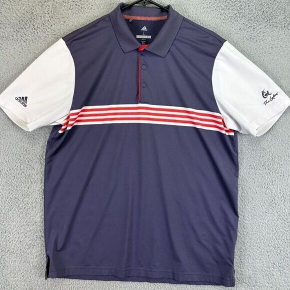 Adidas Golf Polo Shirt Adult Large Purple White Colorblock‎ Rugby Sports Mens